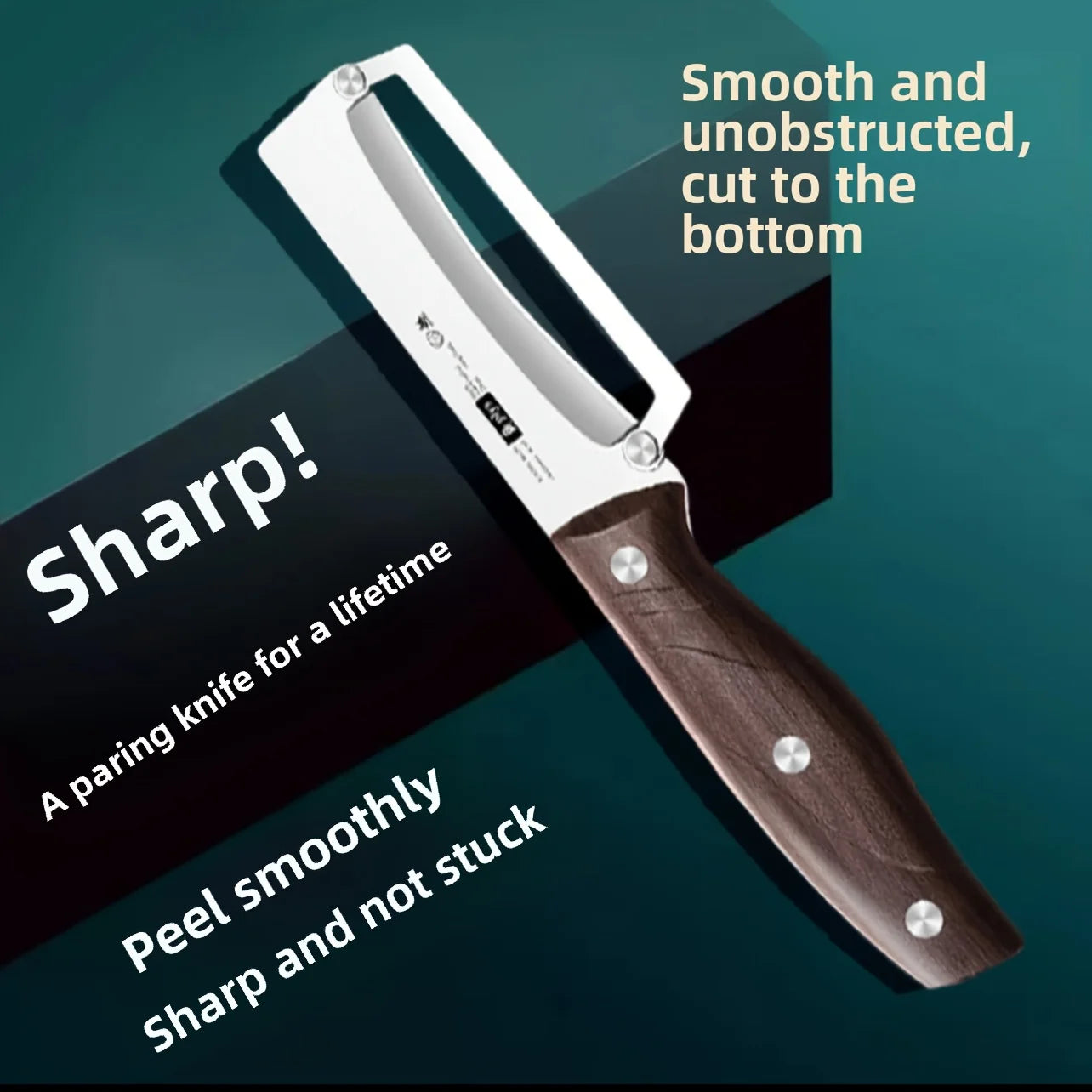 Stainless steel peeler with wooden handle for peeling and slicing fruits and vegetables | Durable and smooth operation