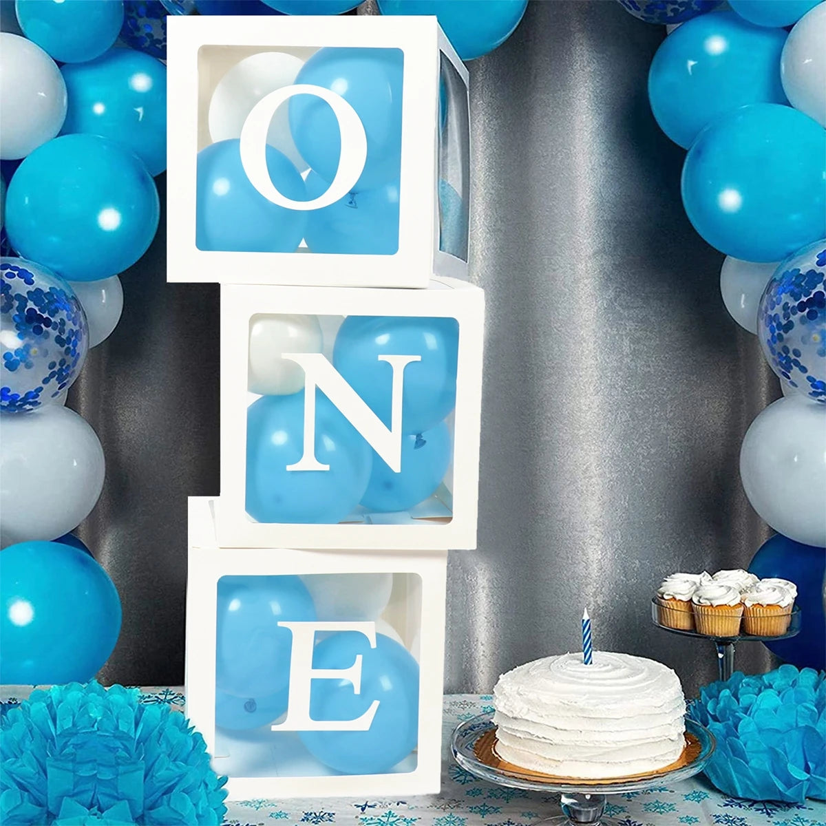 Letter Balloon Box First 1st Birthday Party Decor Kids Girl Boy Baby Shower One 1 Year Old birthday Decor Wedding Party Supplies