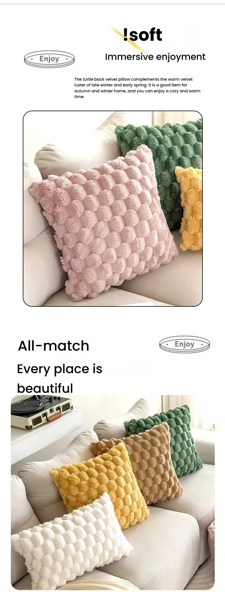 1PC Pineapple Grid  3D Soft Plush Throw Pillow Cover Decorative Cushion Case for Sofa Living Room Bedroom & Home Decor