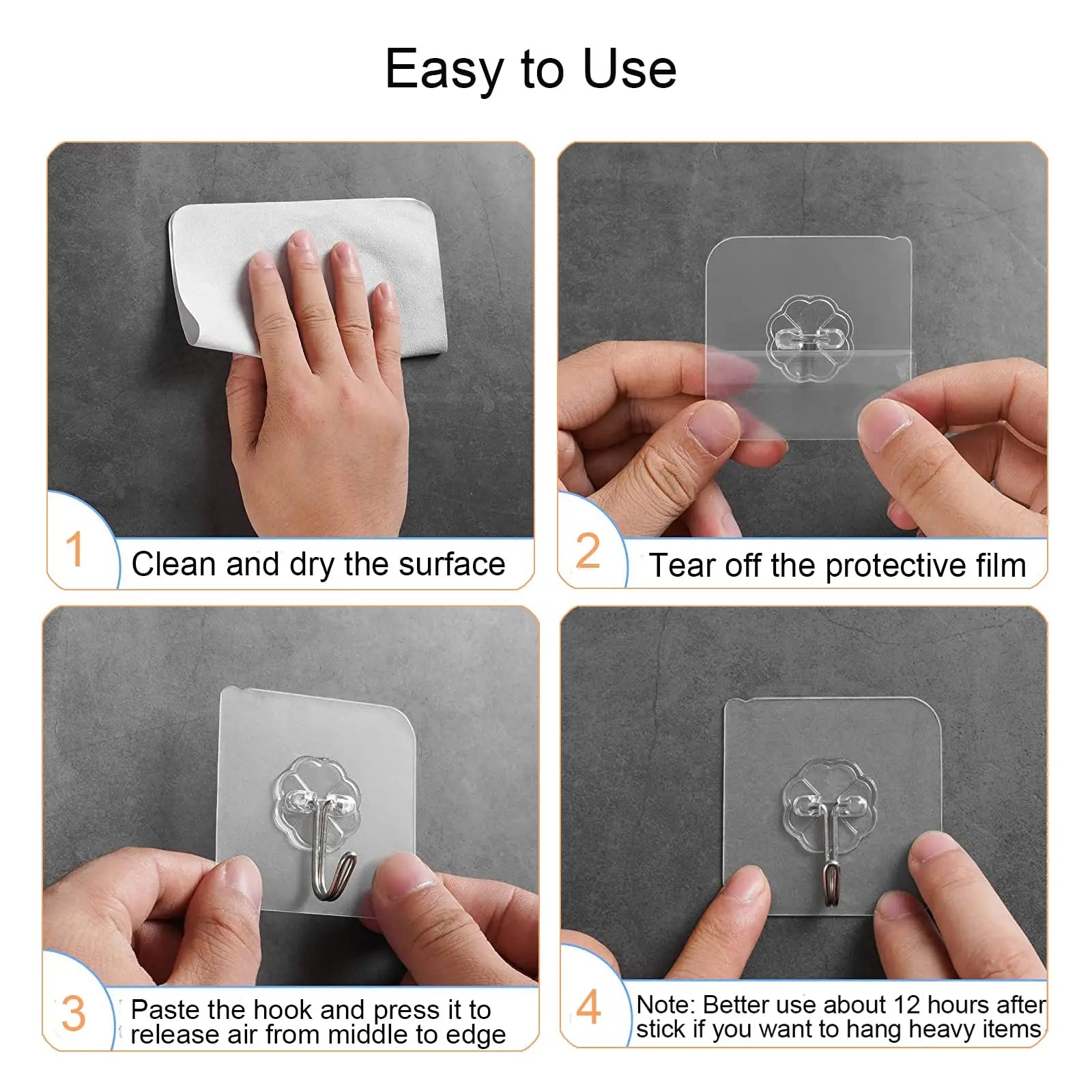 30pc Transparent Wall Mount Hooks - Strong Grip, Traceless, Easy Install, Multifunctional for Modern Decor