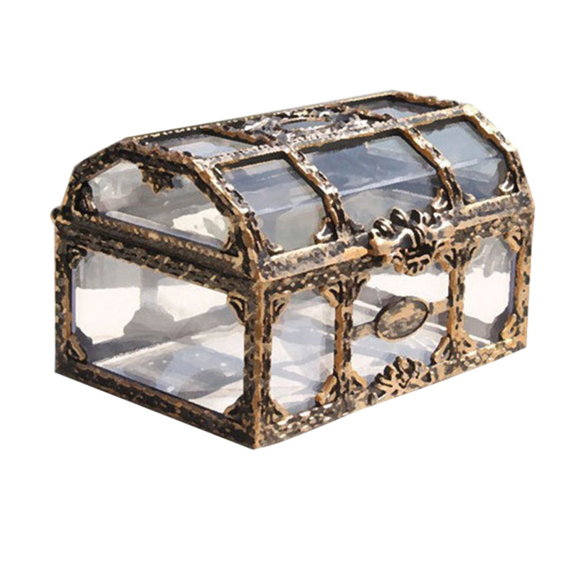 1Plastic Transparent Pirate Treasure Box Crystal Gem Jewelry Box Storage Organizer Chest Treasure for Jewelry Gem Trinket Box
