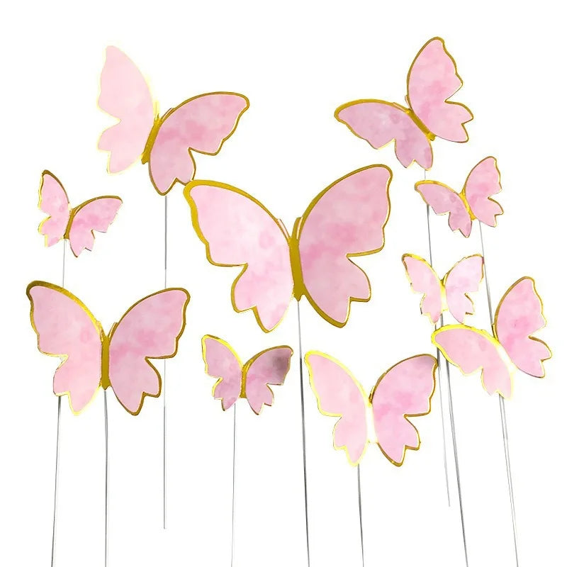 10/50pcs Butterfly Cake Toppers, Elegant Purple & Pink Paper Decorations for Birthday, Wedding, Parties, DIY Baking Accessories
