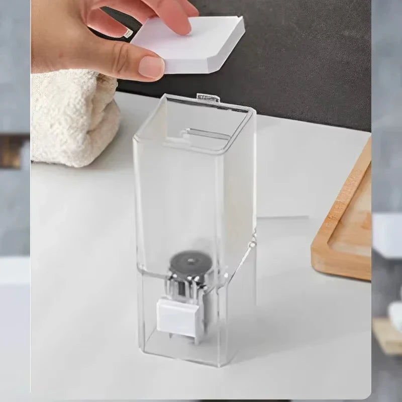 Non Perforated Manual Press Soap Dispenser Wall Mounted Traceless Disinfectant Bottle Bathroom Transparent Soap Dispenser