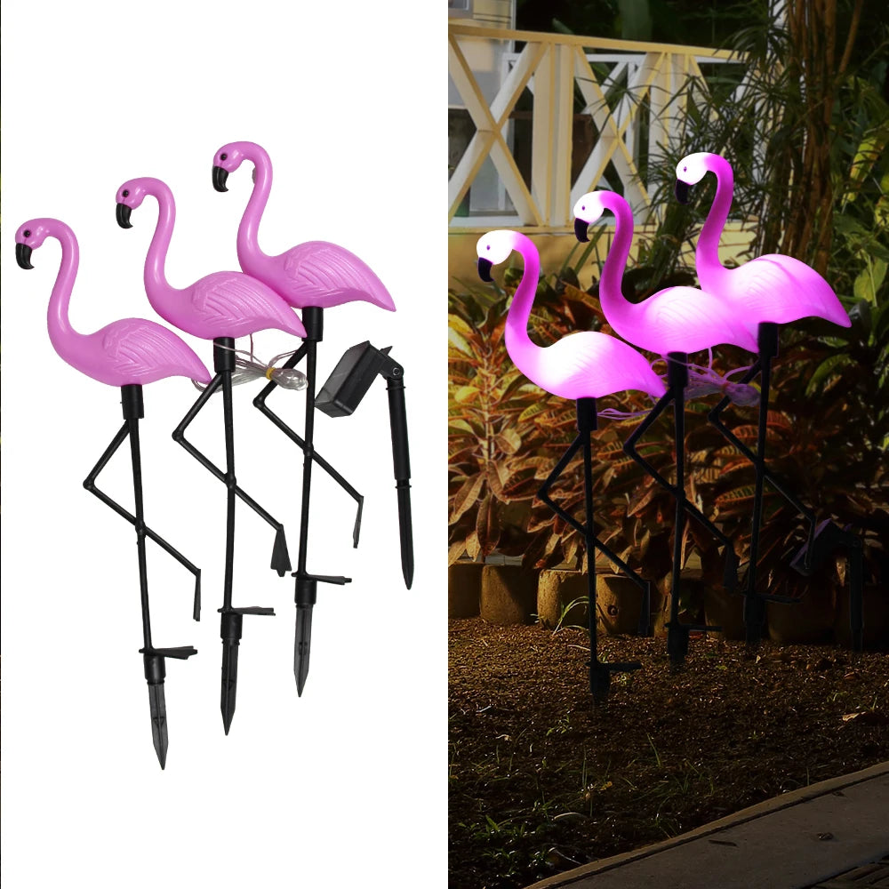 Solar Flamingo Light Garden Ornament Outdoor Waterproof Lawn Lamp Landscape Yard Light Patio Walkway Decoration Party Supplies