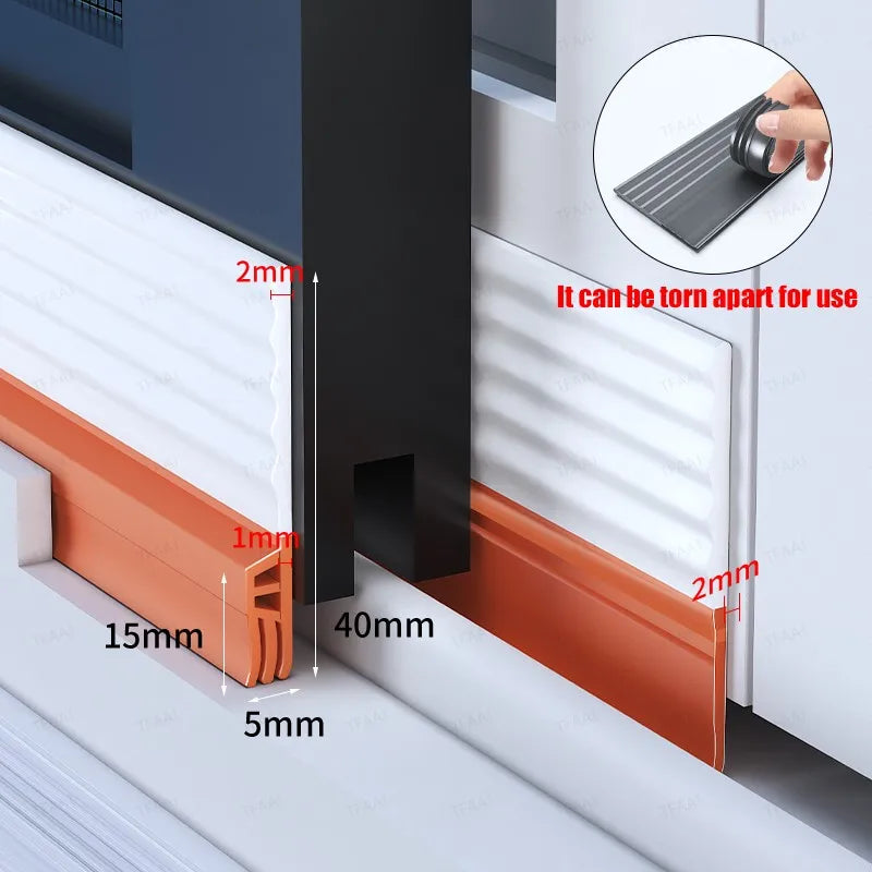TPE Sliding Window Seal Strip Self Adhesive Triple Sound Insulation Windproof Anti-Cold Door Under Flexible Weatherstrip Tape