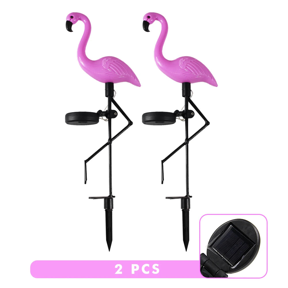 Solar Flamingo Light Garden Ornament Outdoor Waterproof Lawn Lamp Landscape Yard Light Patio Walkway Decoration Party Supplies
