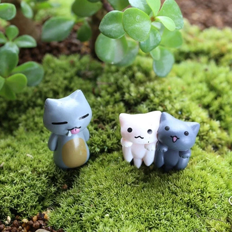 6Pcs/Set Cartoon Lucky Cat  Home Garden Bonsai Decorations Miniatures Gift Lovely Micro Landscape Kitten Miniature Craft