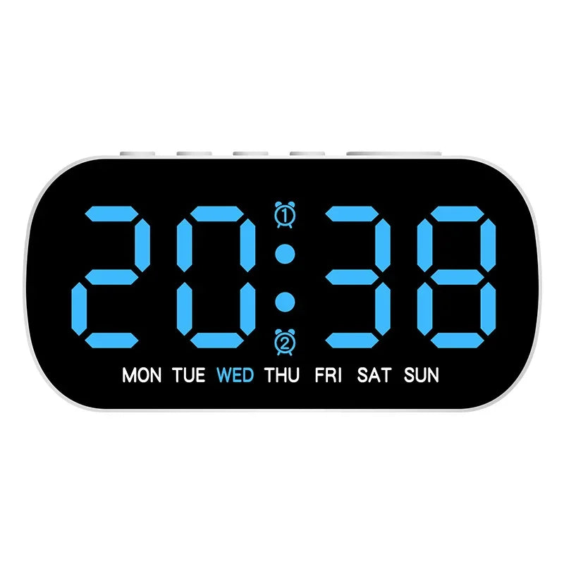 Digital Alarm Clock USB Powered Temperature Date Week Dual Alarm Night Mode Snooze Clock 5 Levels of Brightness 12/24H LED Clock
