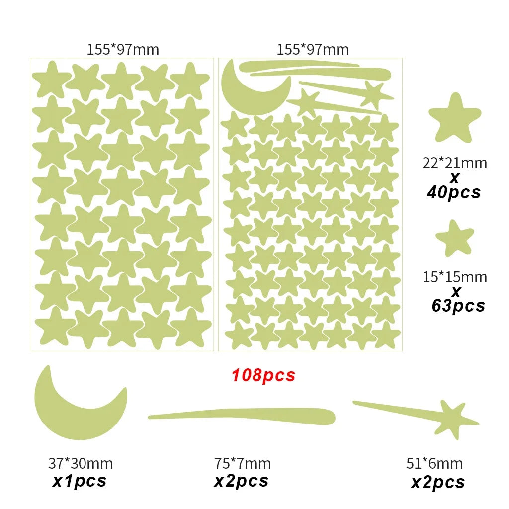 Luminous Moon Stars Wall Stickers for Kids room Bedroom Decor Glow in the dark Earth Wall Decals Noctilucent Stickers Home Decor