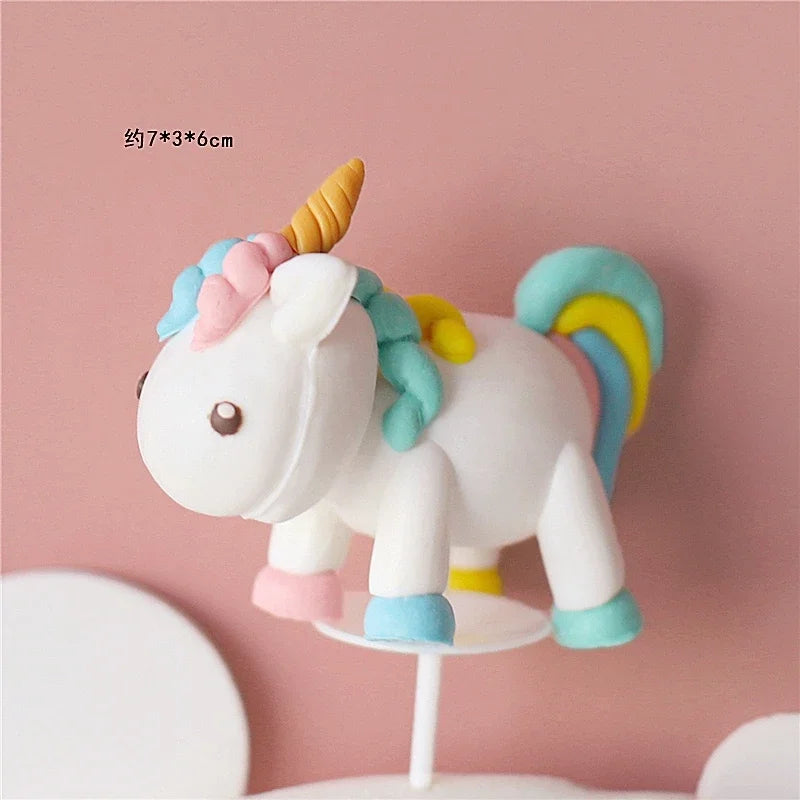 Rainbow Unicorn Cake Topper  Girl Baby Shower Birthday Decoration Kids Liked Unicorn Theme Decor Cupcake Party Baking Supplies