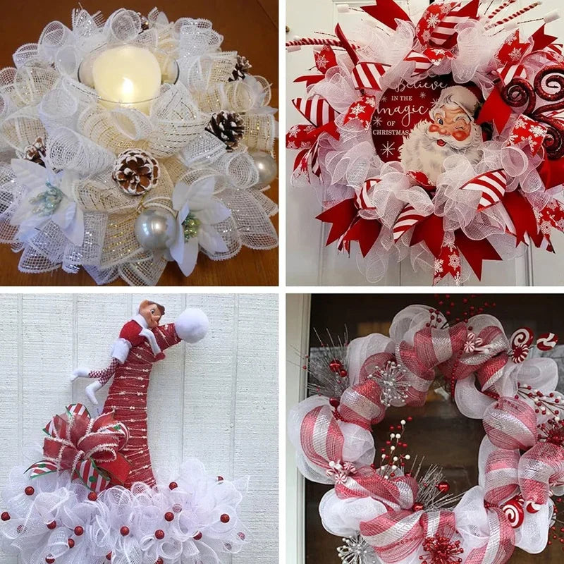 Christmas Tree Decorations Ribbon Mesh Ribbon for Wreath Bow Garland 2025 Christmas Decor Home Decor Gifts Navidad New Year 2026 (副本) (副本)