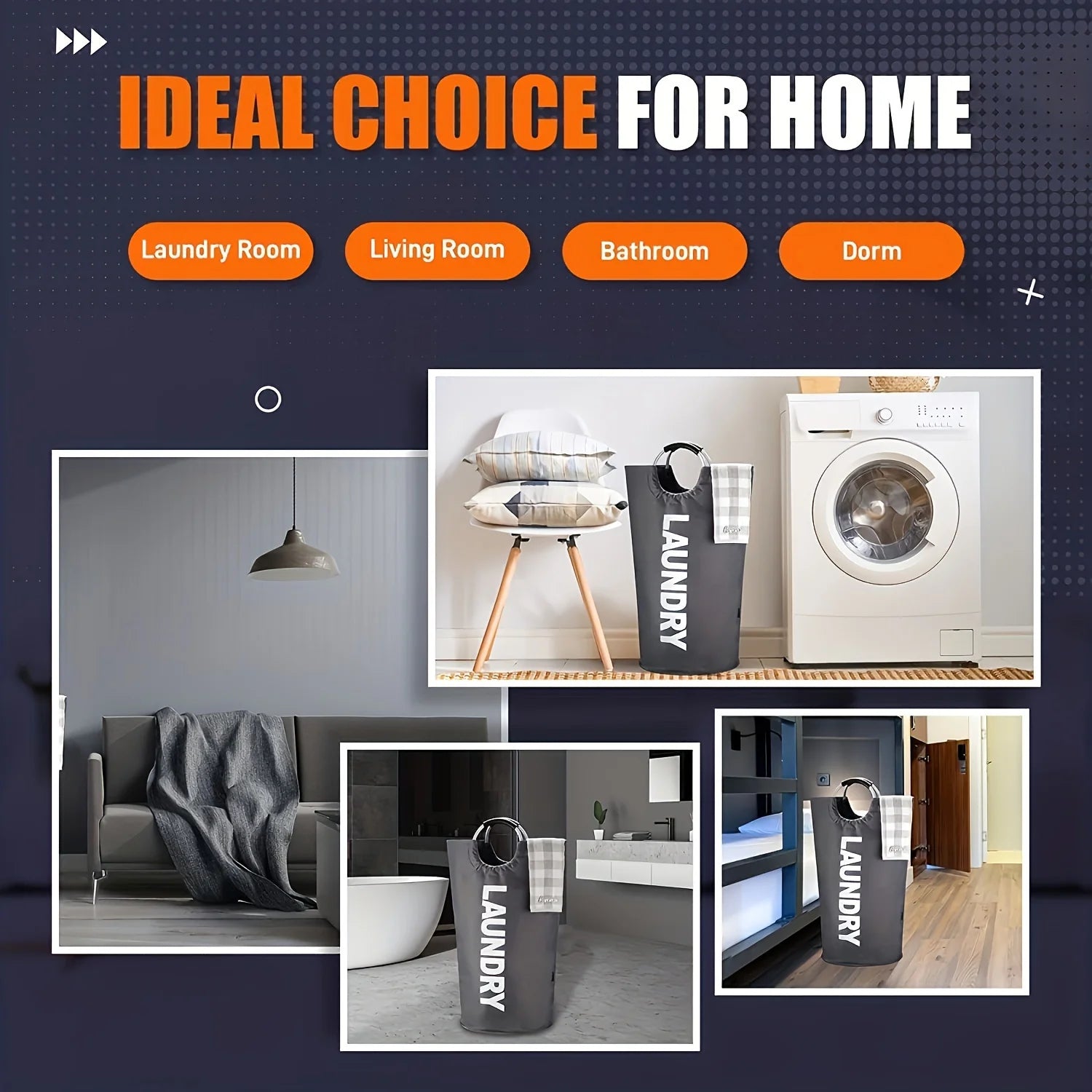 Extra-Large Waterproof Laundry Basket with Padded Handle - Foldable, Multi-Purpose Storage for Bathroom, Laundry Room, Balcony