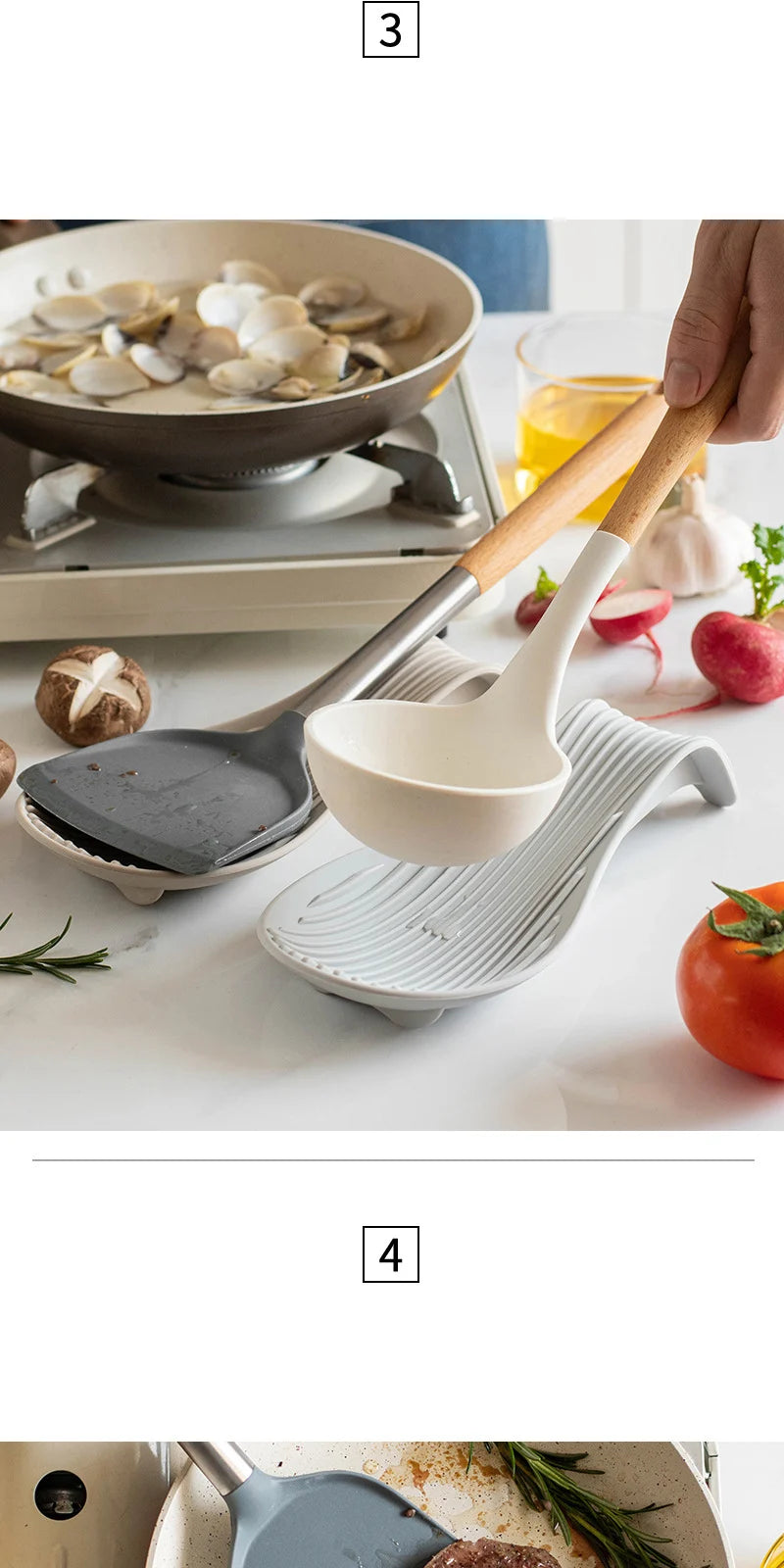 1/4Pcs Silicone Insulated Spoon Holder Heat Resistant Placemat Spoon Holder Cutlery Shelving Kitchen Tools Placemat