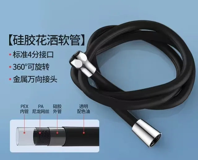New 1.5/2/3M Silicone Shower Head Hose Flexible Anti-Winding Pipe High Pressure Powerful Shower Tube Bathroom Faucte Accessories