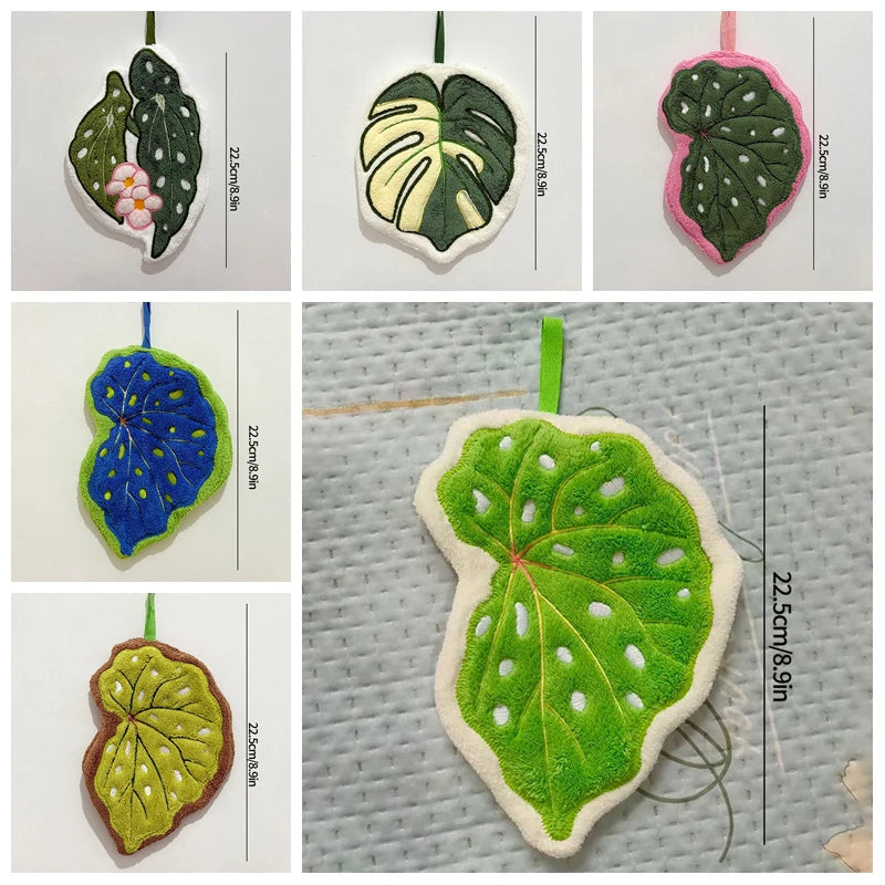 Hot Plant Hand Towel Cleaning Towel Absorbent Handkerchief Hanging Thickened Kitchen Towel Bathroom Kitchen Accessories