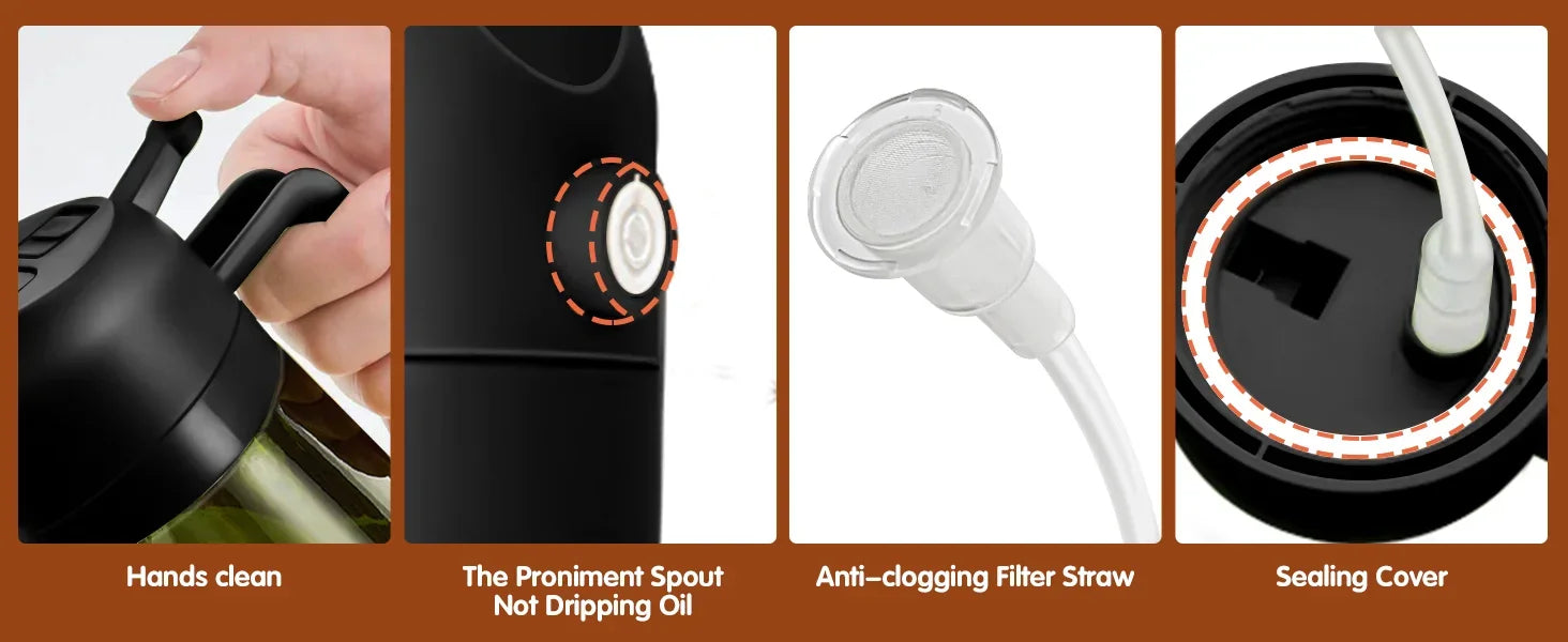 470ML/16oz Light-Blocking Dark Oil Sprayer for Cooking 2 in 1 Olive Oil Dispenser Bottle for Kitchen Dark Green Glass Oil Bottle