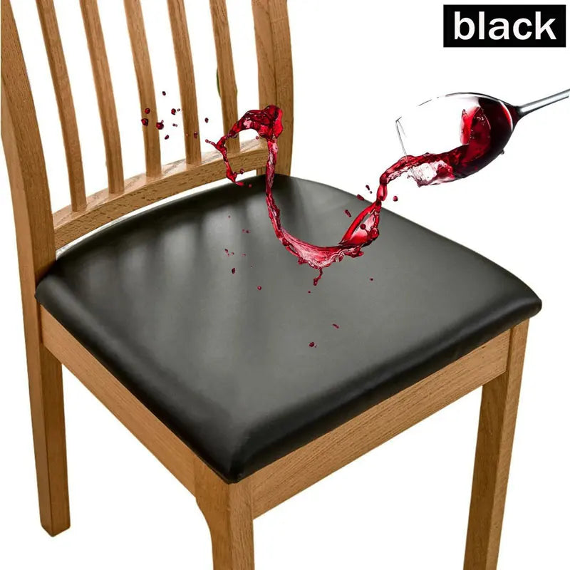aterproof PU Chair Cushion Cover For Kitchen Dining Room Leather Seat Cover Dining Room Chair Seat Cushion Cover Solid Color