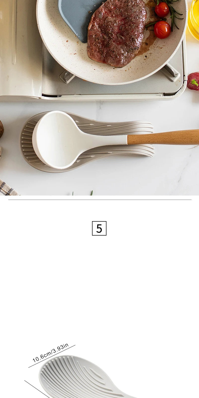 1/4Pcs Silicone Insulated Spoon Holder Heat Resistant Placemat Spoon Holder Cutlery Shelving Kitchen Tools Placemat