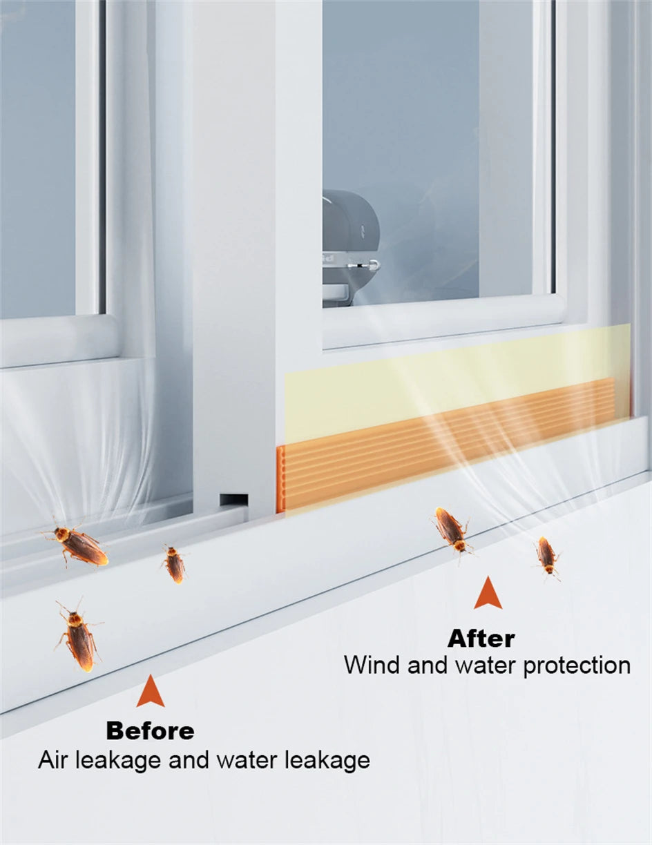 TPE Sliding Window Seal Strip Self Adhesive Triple Sound Insulation Windproof Anti-Cold Door Under Flexible Weatherstrip Tape