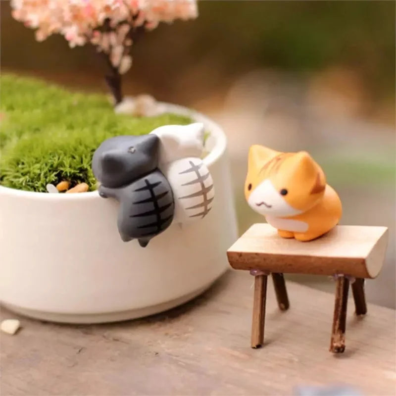 6Pcs/Set Cartoon Lucky Cat  Home Garden Bonsai Decorations Miniatures Gift Lovely Micro Landscape Kitten Miniature Craft
