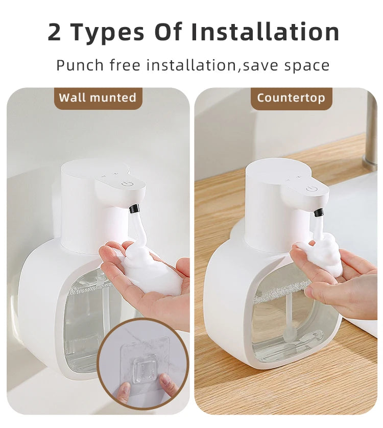 New Wall Mounted Automatic Soap Dispenser Foam Smart Hand Washing Machine 500ml Liquid Rechargeable Bathroom Induction Sensor
