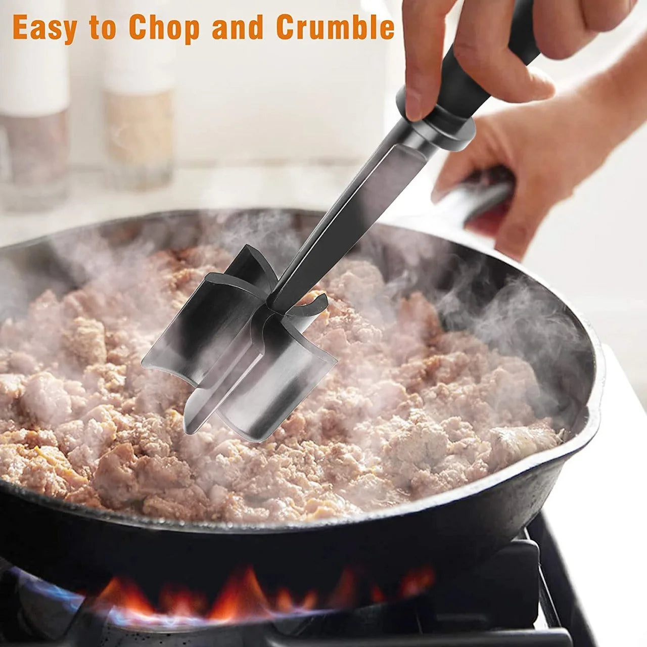 1pc Meat Chopper, Hamburger Chopper, Premium Heat Resistant Masher And Smasher For Hamburger Meat, Ground Beef, Ground Turkey
