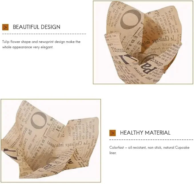 50pcs Newspaper Style Baking Cup Cupcake Liner Cupcake Wrapper Molde Cupcake Paper Cups Bakeware Tool for Wedding Birthday Party