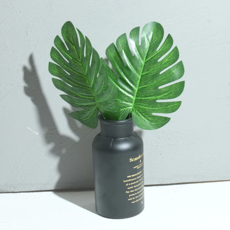 10pcs Artificial Green Turtle Leaf Scattered Tail Leaf Fake Silk Plant For DIY Wedding Birthday Party Home Decor Palm Leave