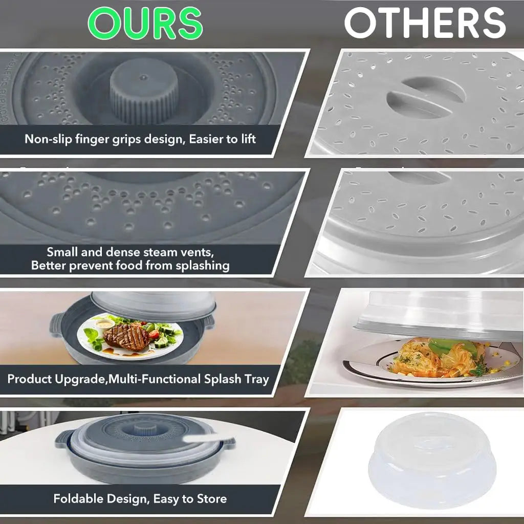 10.2 inch Microwave Plate Cover 2 In 1 Cover as Splatter Guard Collapsible Lid for Plate Dish Bowl Multi-Purpose Kitchen Gadget