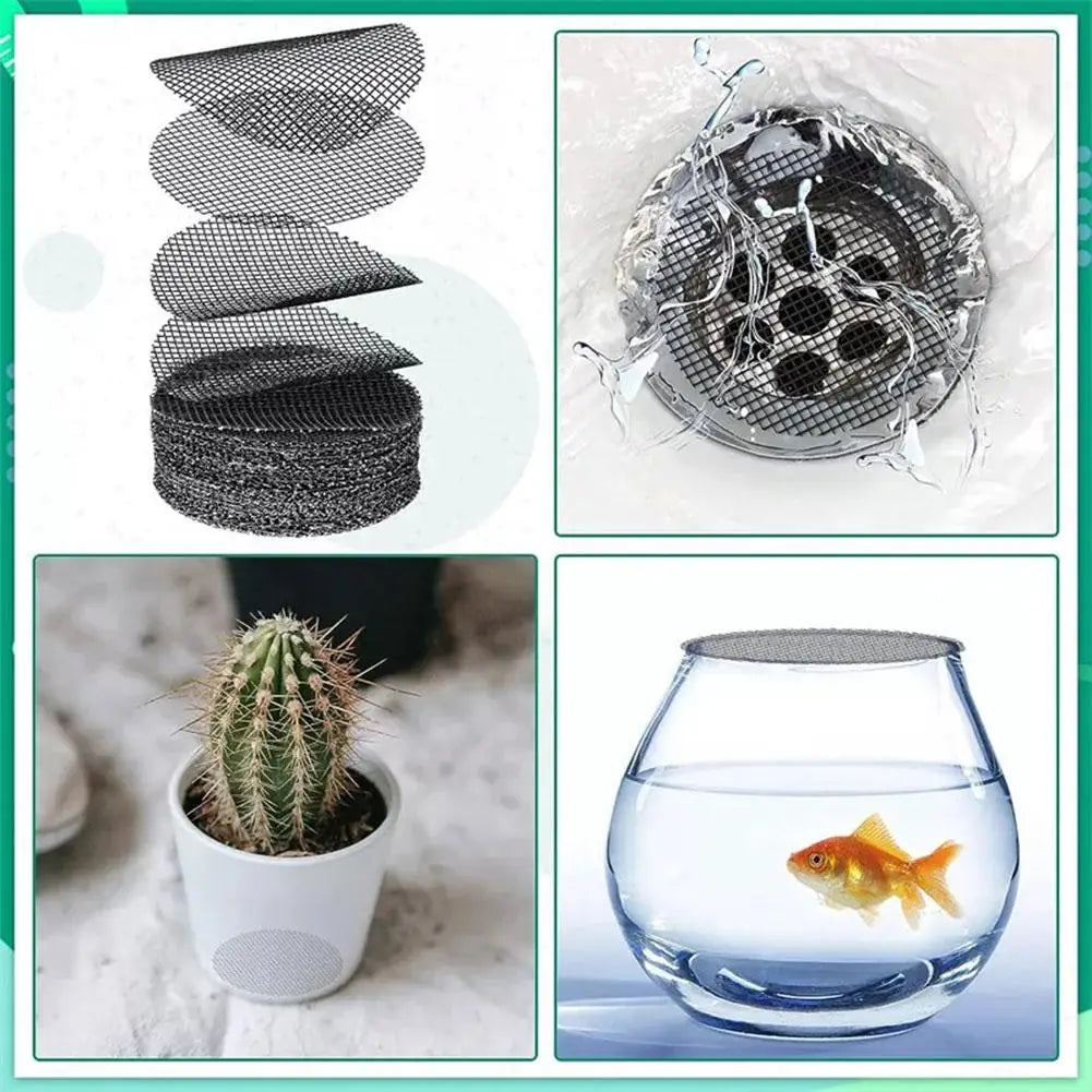 50 Pcs Flower Pot Hole Mesh Pad Breathable Bonsai Mesh Drainage Screens Bonsai Pot Bottom Grid Mat Drainage Mesh Hole Screen