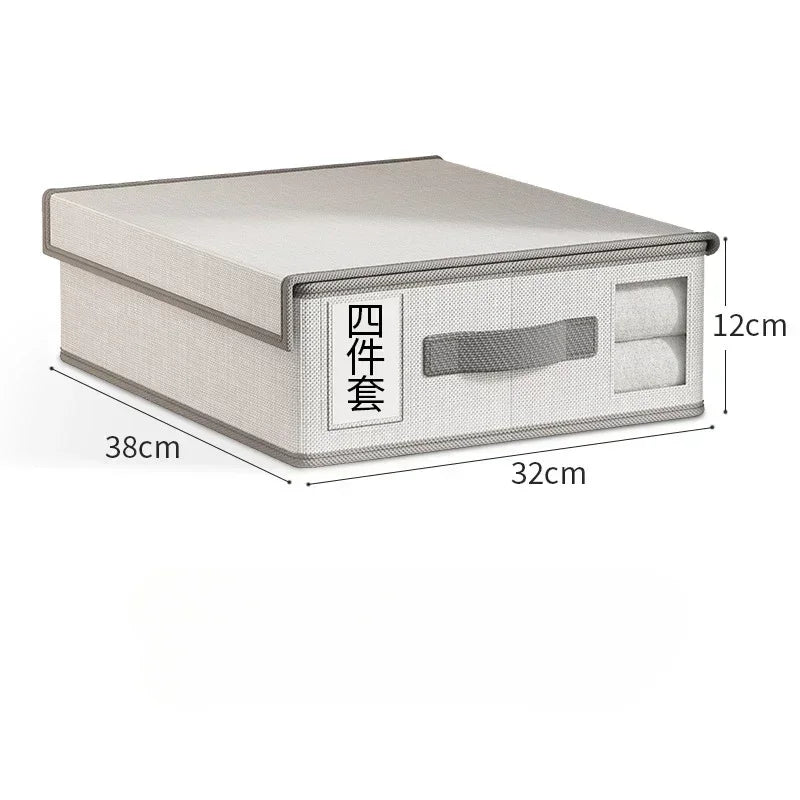 Sheet Set Storage Box Organizer Fabric Folding Window Zipper Blanket Organizer Box Wardrobe Bed Clothes Storage Organizer