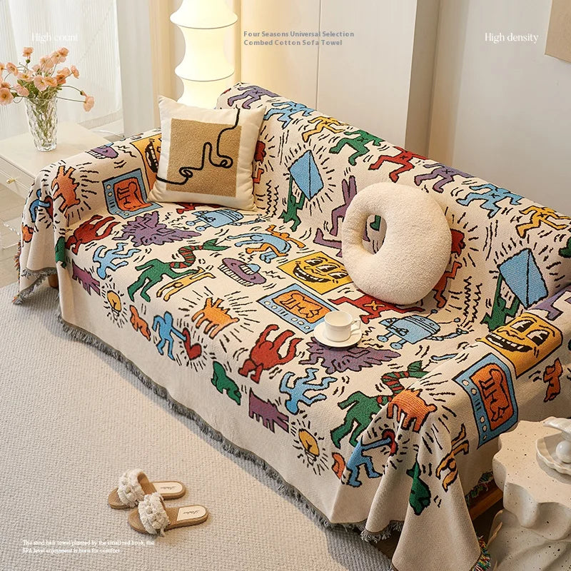 Sofa Cushion Cloth Double Sided Sofa Cover Thick Non-Slip Sofa Cover Full Cover Knee Blanket Cover Cloth Sofa Blanket