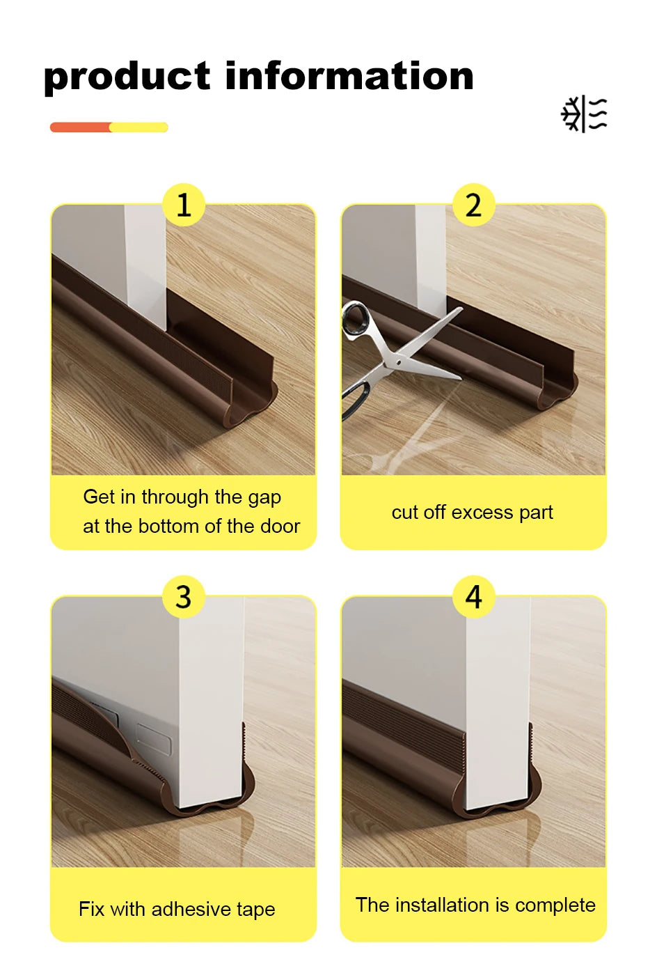 Flexible Door Bottom Sealing Strip Door Gap Soundproofing Wind and Dust Proof Weather Strip Under Door Draft Stopper Tape