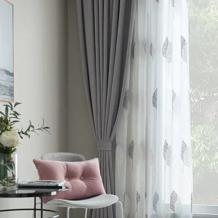1PC Tree White Sheer Tulle Curtains for Living Room Balcony Bedroom Translucent Modern Embroidered Curtain Gauze Window Screen