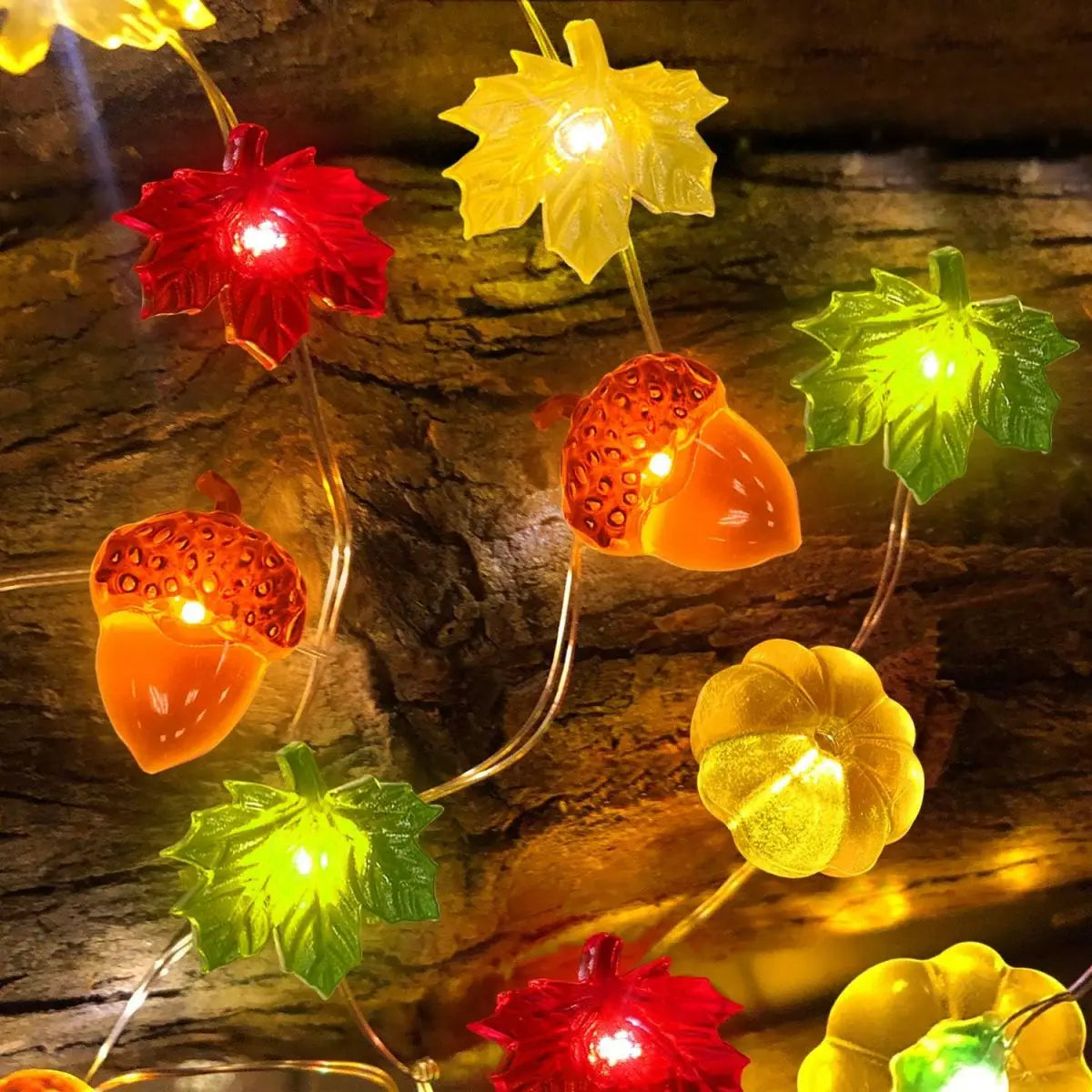 1pc 20/30LED Copper Wire String Light Fall Garland Decorative Fairy Lights Battery Powered Suitable For Halloween Indoor Decor