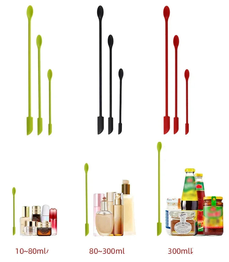 Cosmetic Bottle Silicone Mini Scraper Three Piece Set Baking Double End Two In One Spatula Jam Bottle Scraper Spoon Set