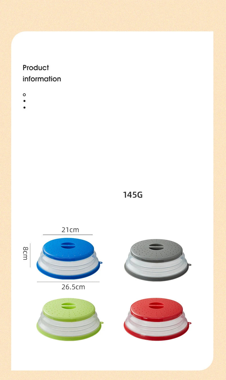 10.2 inch Microwave Plate Cover 2 In 1 Cover as Splatter Guard Collapsible Lid for Plate Dish Bowl Multi-Purpose Kitchen Gadget