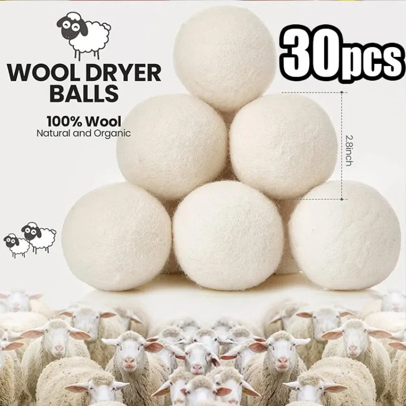 Wool Dryer Balls Reusable Natural Fabric Softener Laundry Washing Machine Accessories Home Washing Fleece Dryer Balls Clothes