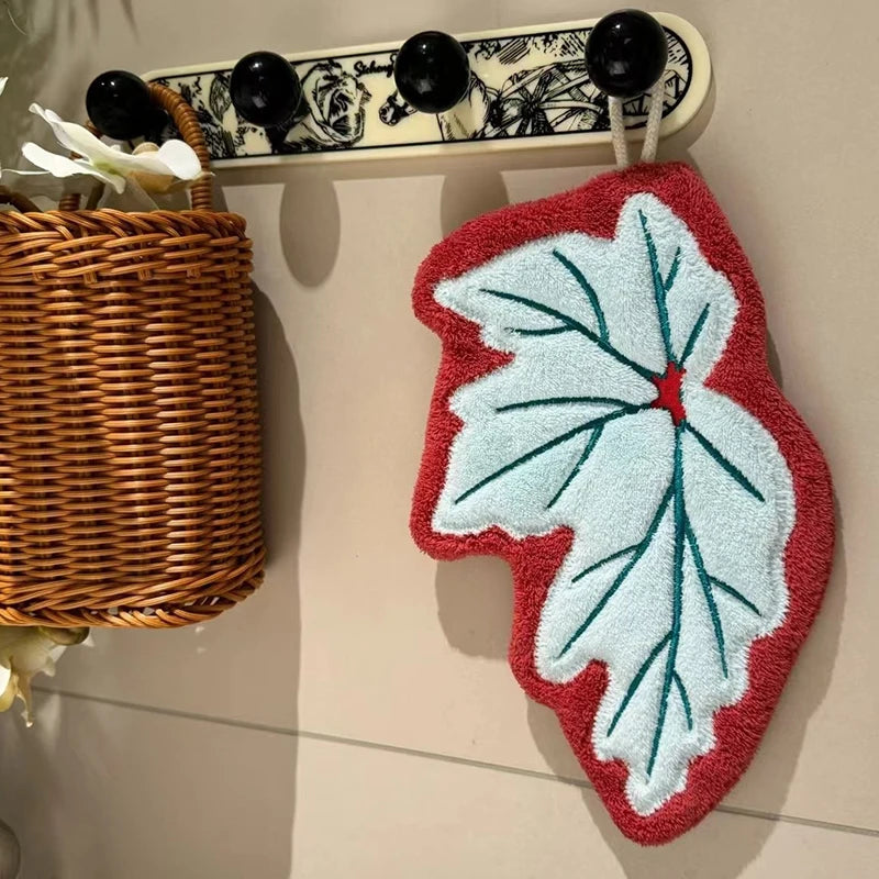Hot Plant Hand Towel Cleaning Towel Absorbent Handkerchief Hanging Thickened Kitchen Towel Bathroom Kitchen Accessories