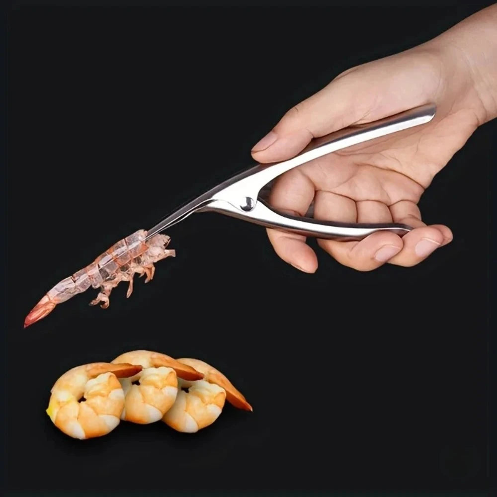 Stainless Steel Shrimp Deveined Device - Ergonomic Fishbone Design，Easy Shell Removal，Kitchen Seafood Preparation Gadget