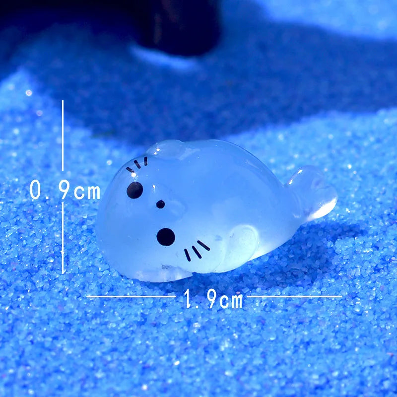 10/20/50pcs Kawaii Luminous Mini Seal Pup Resin Glow At Night Marine Animal Figurines Ornament Fairy Garden DIY Accessories