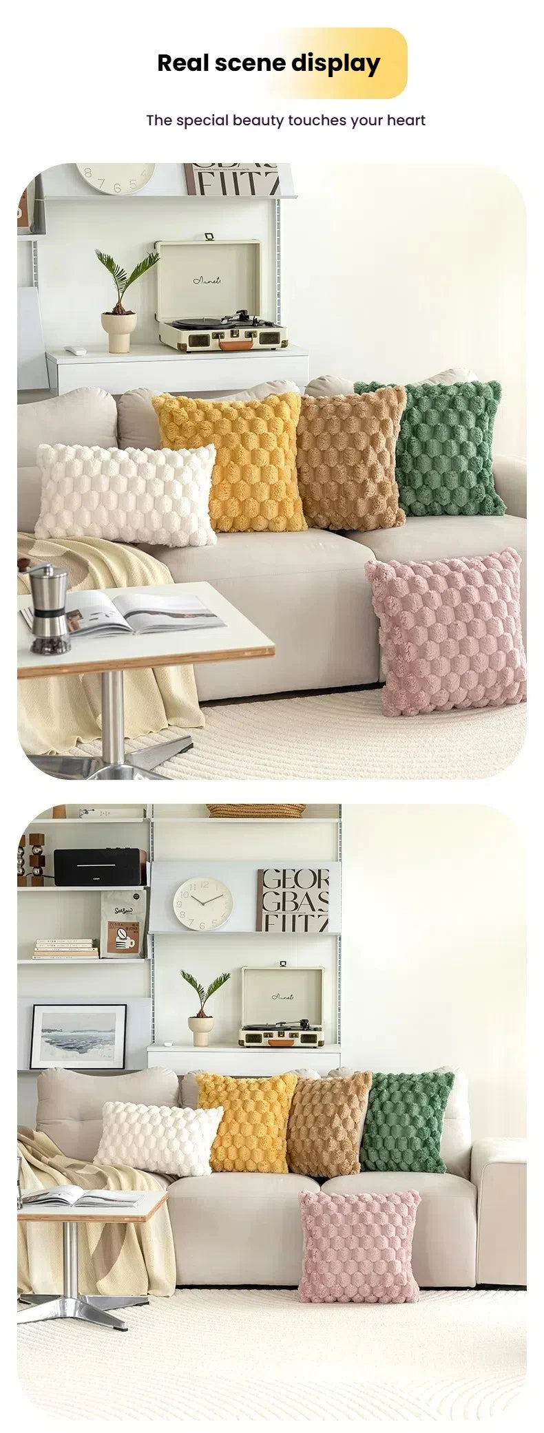 1PC Pineapple Grid  3D Soft Plush Throw Pillow Cover Decorative Cushion Case for Sofa Living Room Bedroom & Home Decor