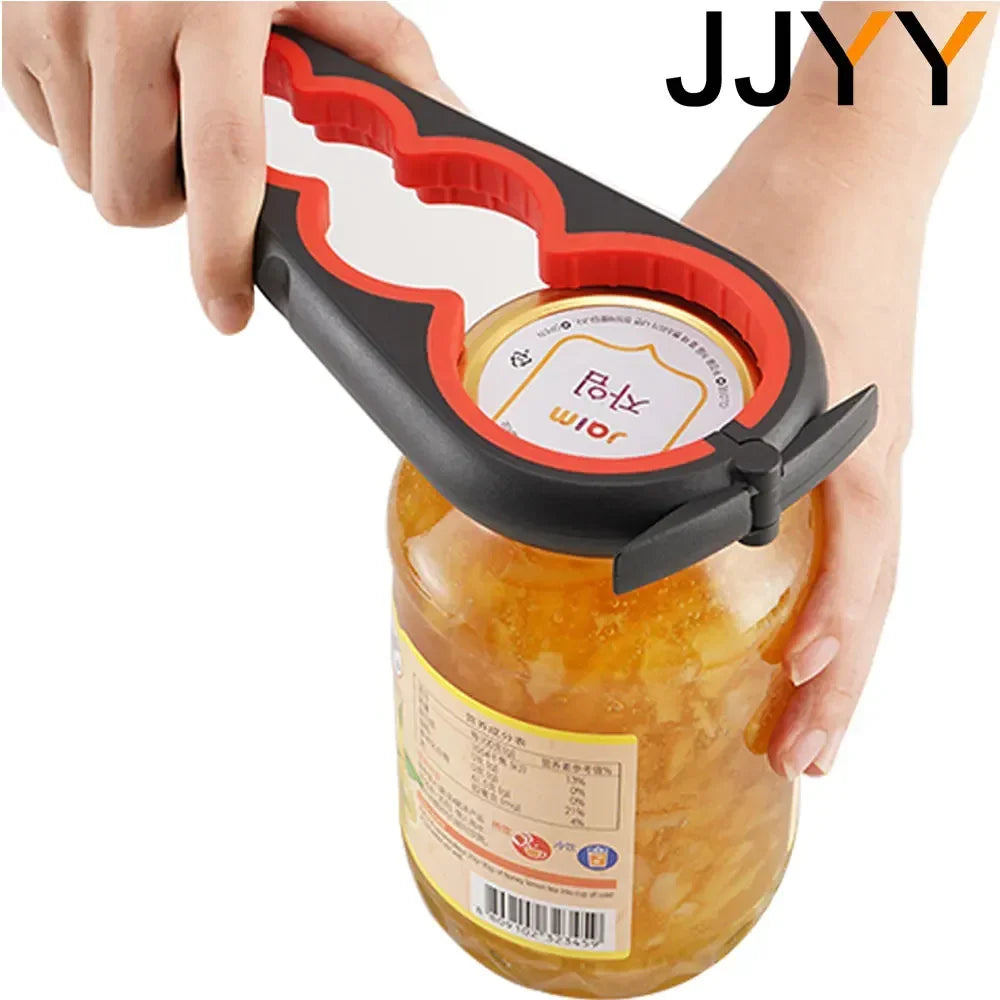 4-in-1 Multi-Function Can Opener – Bottle Cap Twister with Anti-Slip Handle for Cans & Beverages