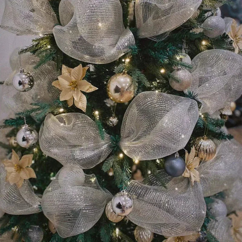 Christmas Tree Decorations Ribbon Mesh Ribbon for Wreath Bow Garland 2025 Christmas Decor Home Decor Gifts Navidad New Year 2026 (副本) (副本)