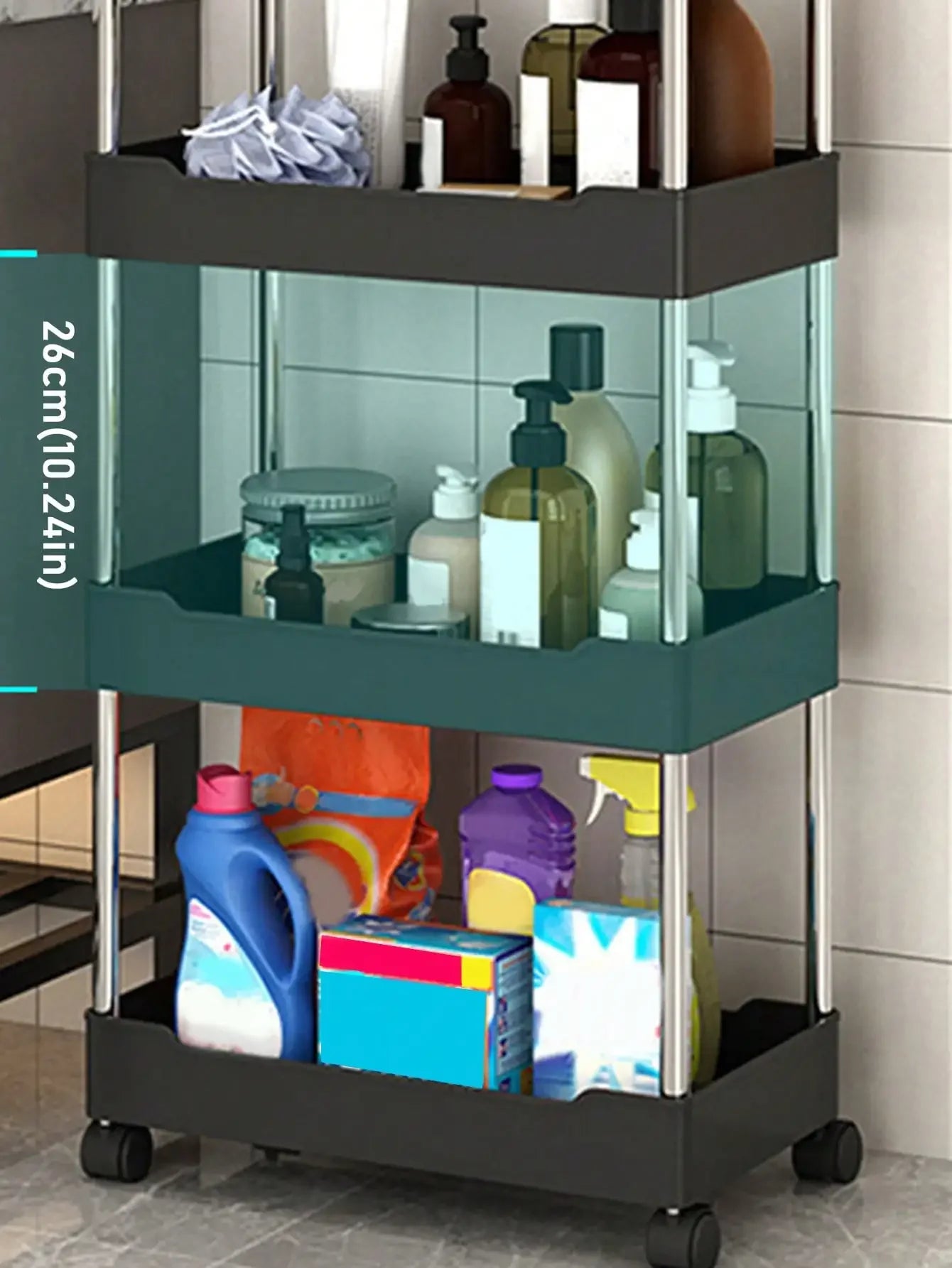 3/4 Tier Movable Gap Storage Rack Rolling Utility Cart Storage Shelf Kitchen Bathroom Slim Slide Organizer Shelf Livingroom