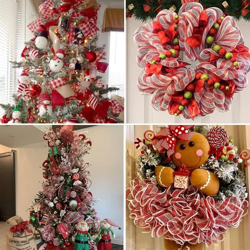 Christmas Tree Decorations Ribbon Mesh Ribbon for Wreath Bow Garland 2025 Christmas Decor Home Decor Gifts Navidad New Year 2026 (副本) (副本)