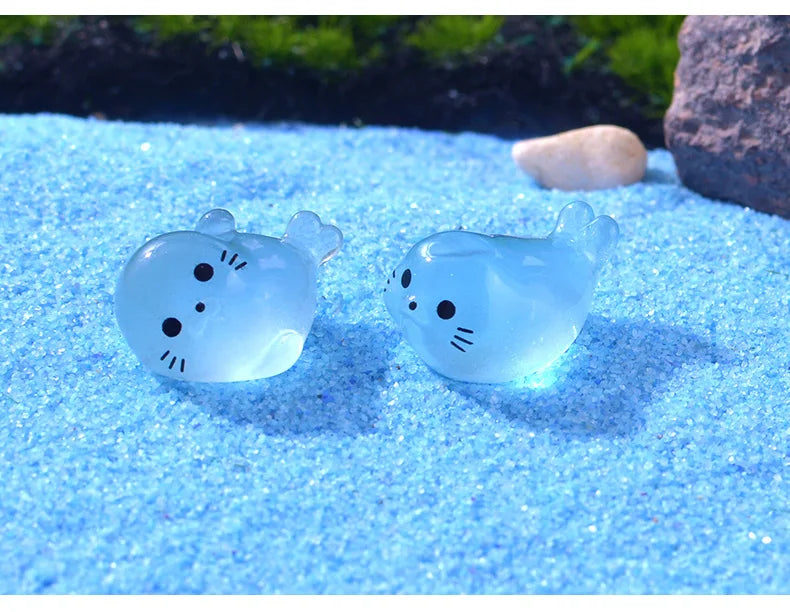 10/20/50pcs Kawaii Luminous Mini Seal Pup Resin Glow At Night Marine Animal Figurines Ornament Fairy Garden DIY Accessories