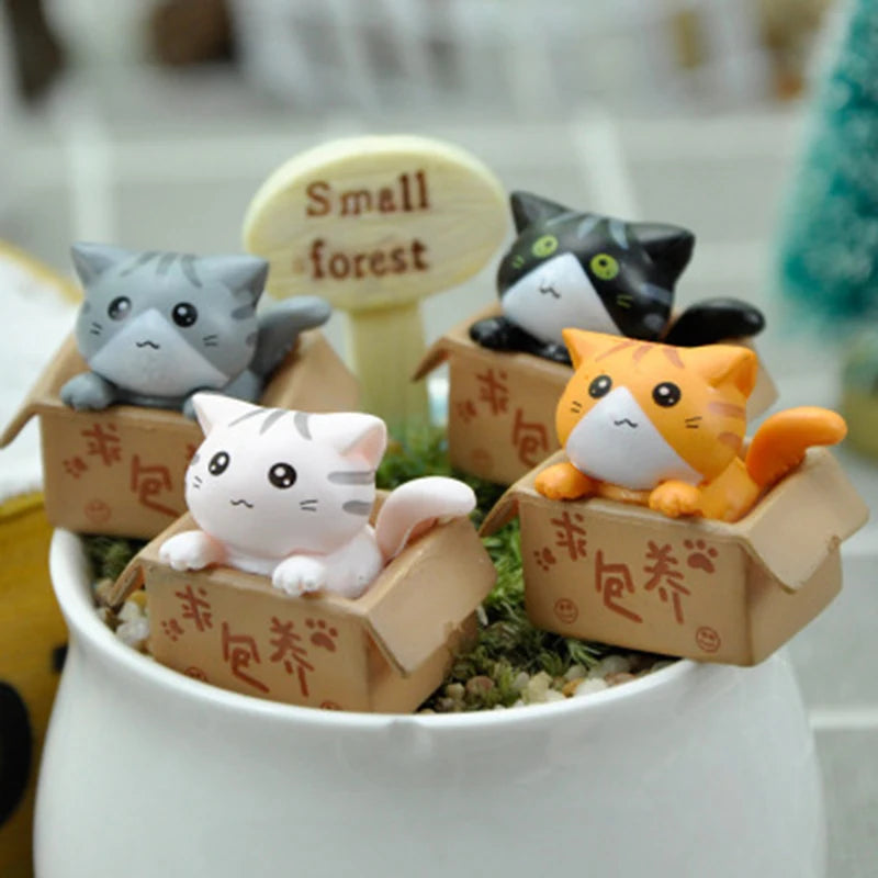 Kawaii Mini Cat Ornament Garden kitten statue Gift For Kids Children Baby Room Decoration Toy Miniature Figurines Home Decor