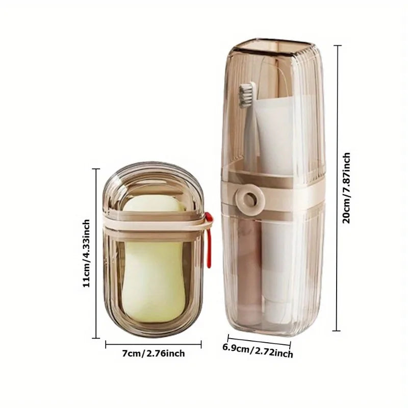1 set of portable travel soap box and toothbrush holder set - durable plastic, perfect for camping, bathroom accessories