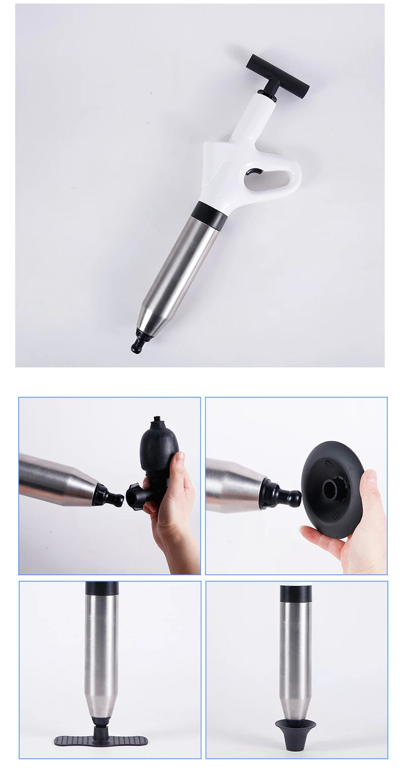 Stainless Steel Toilet Pipe Dredger Pneumatic Household High-pressure Dredging Tool Set Thickened Wall Cylinder Sturdy And Safe